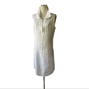 Linea Tomei white linen zip front sleeveless dress. M
